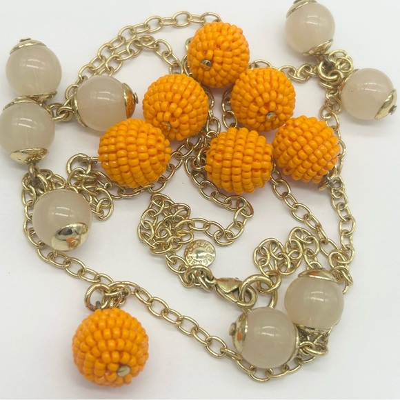 J. Crew Orange Beaded Bauble Necklace - Picture 2 of 3